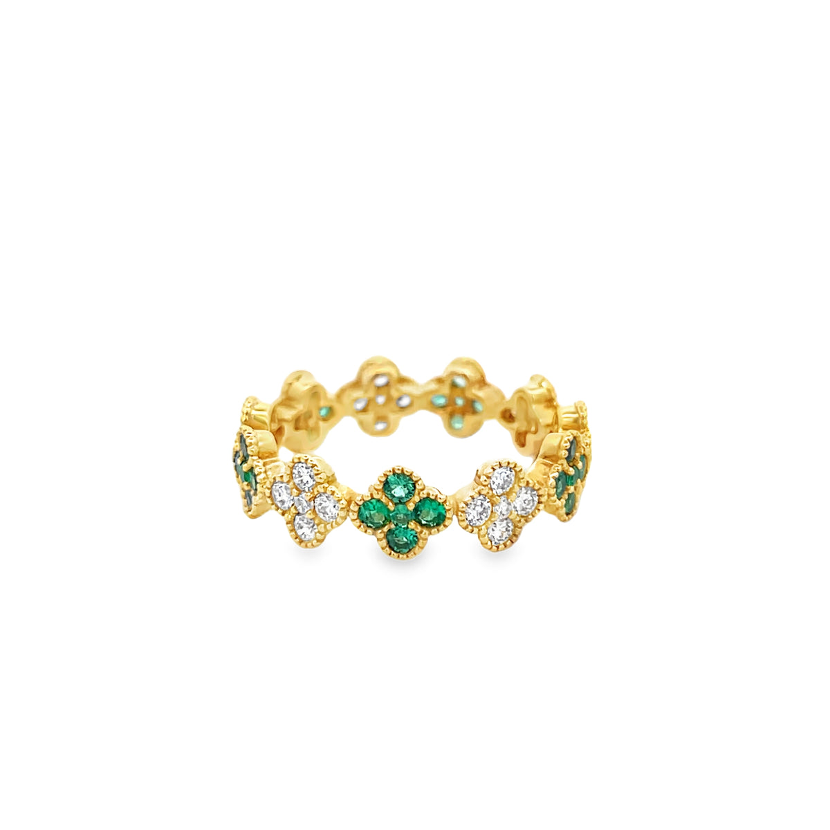 18Kt Emerald Clover Fashion Ring