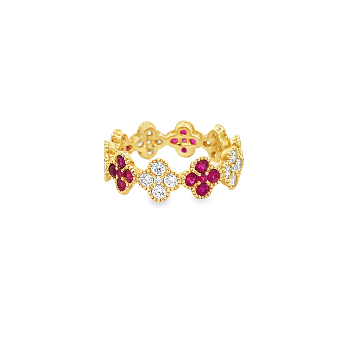 18Kt Ruby Clover Fashion Ring