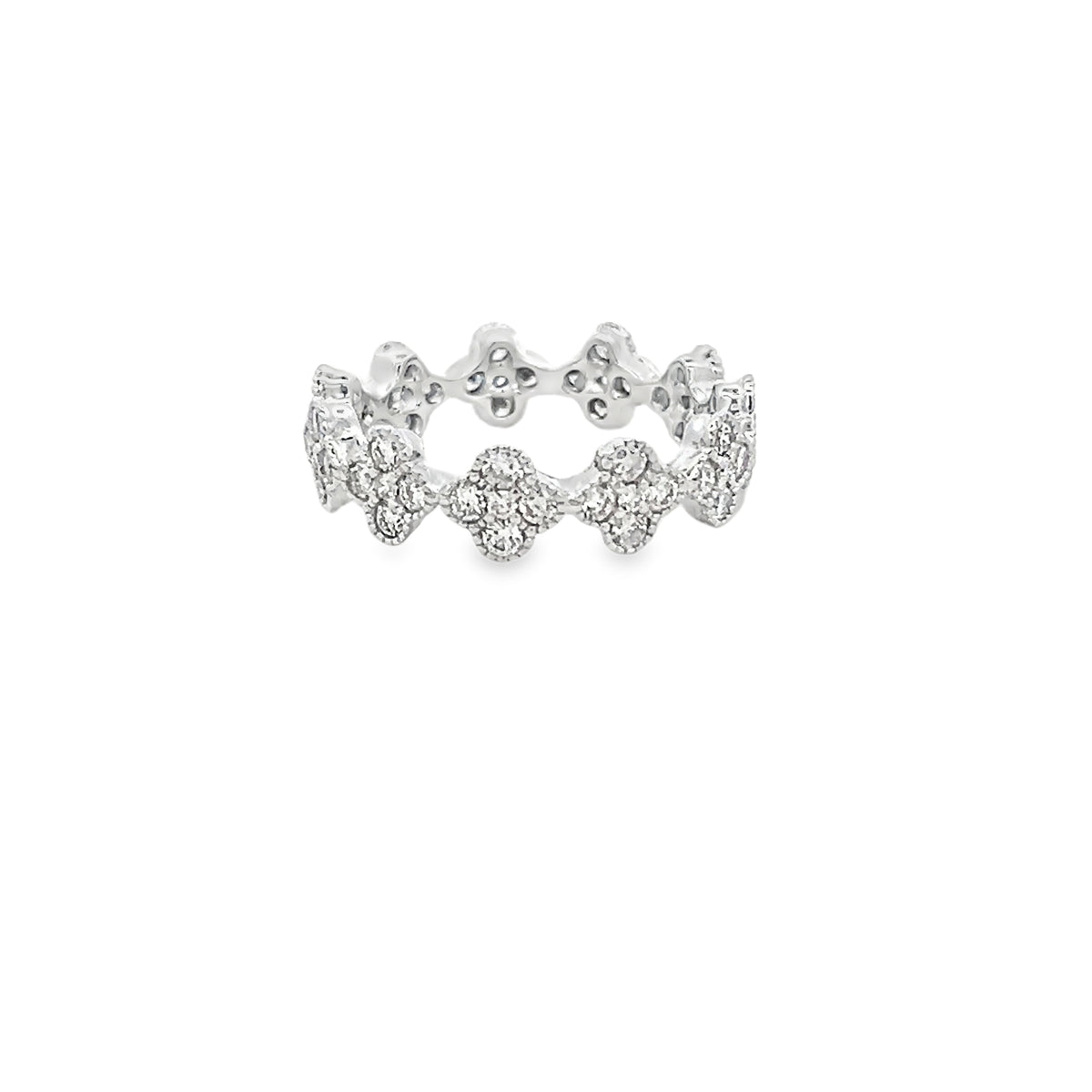 18Kt Diamond Clover Eternity Band