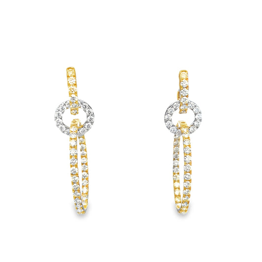 18Kt YG Fancy Y&W Diamond Earrings