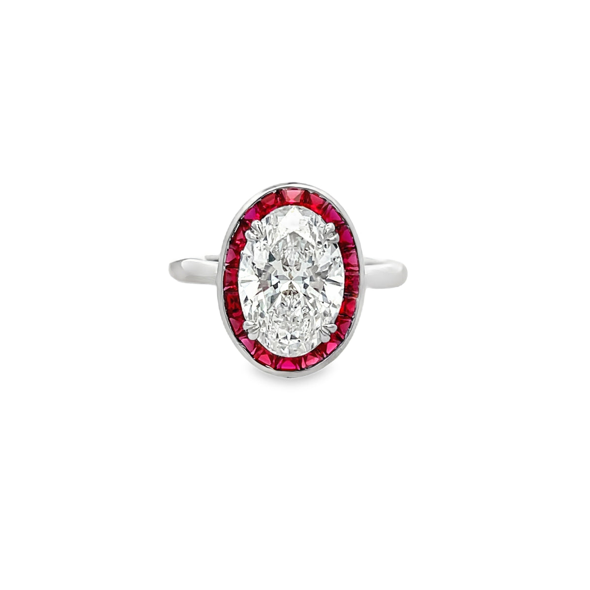 14Kt Diamond And Ruby Halo Fashion Ring