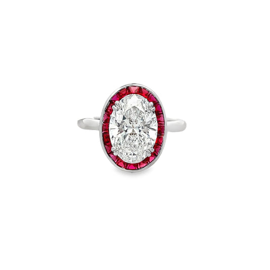 14Kt Diamond And Ruby Halo Fashion Ring