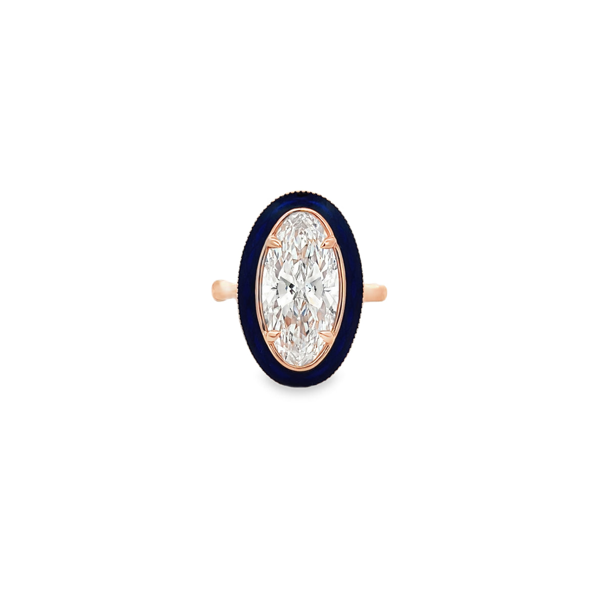 14Kt Diamond Navy Blue Enamel Bubble Fashion Ring