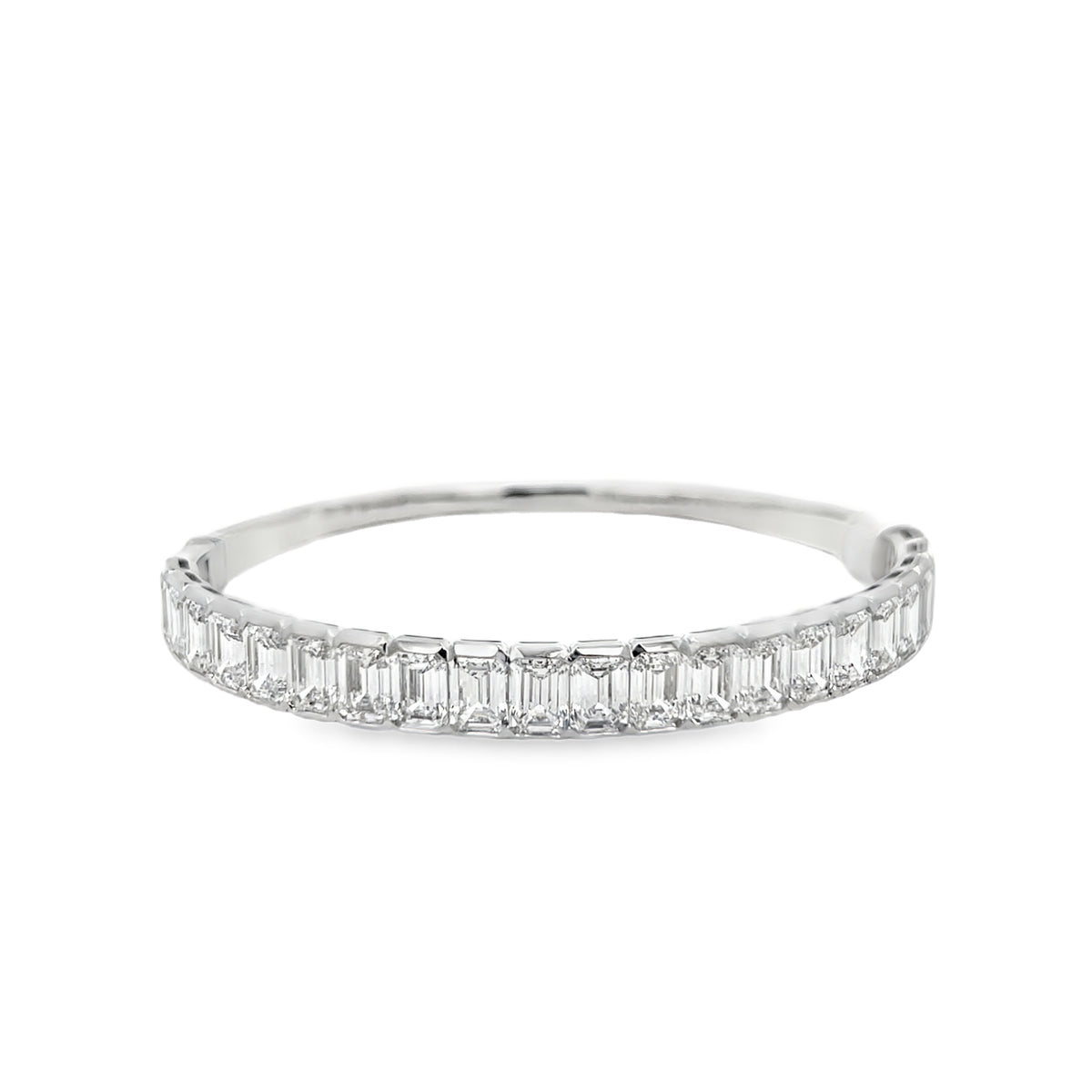 14Kt Half Bezel Set Diamond Bangle Bracelet