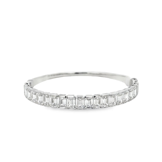 14Kt Half Bezel Set Diamond Bangle Bracelet