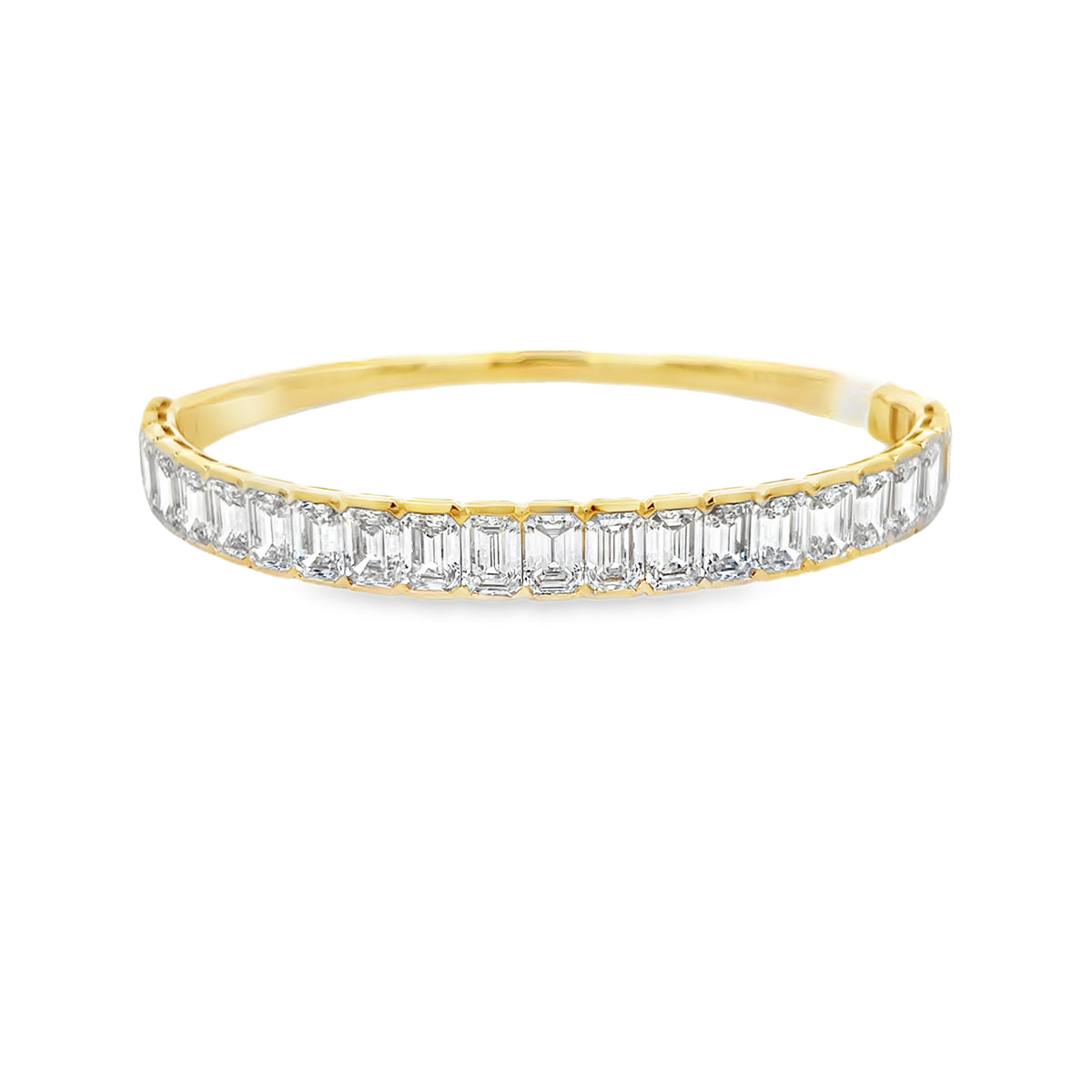 14Kt Half Bezel Set Diamond Bangle Bracelet
