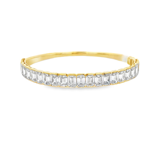 14Kt Half Bezel Set Diamond Bangle Bracelet