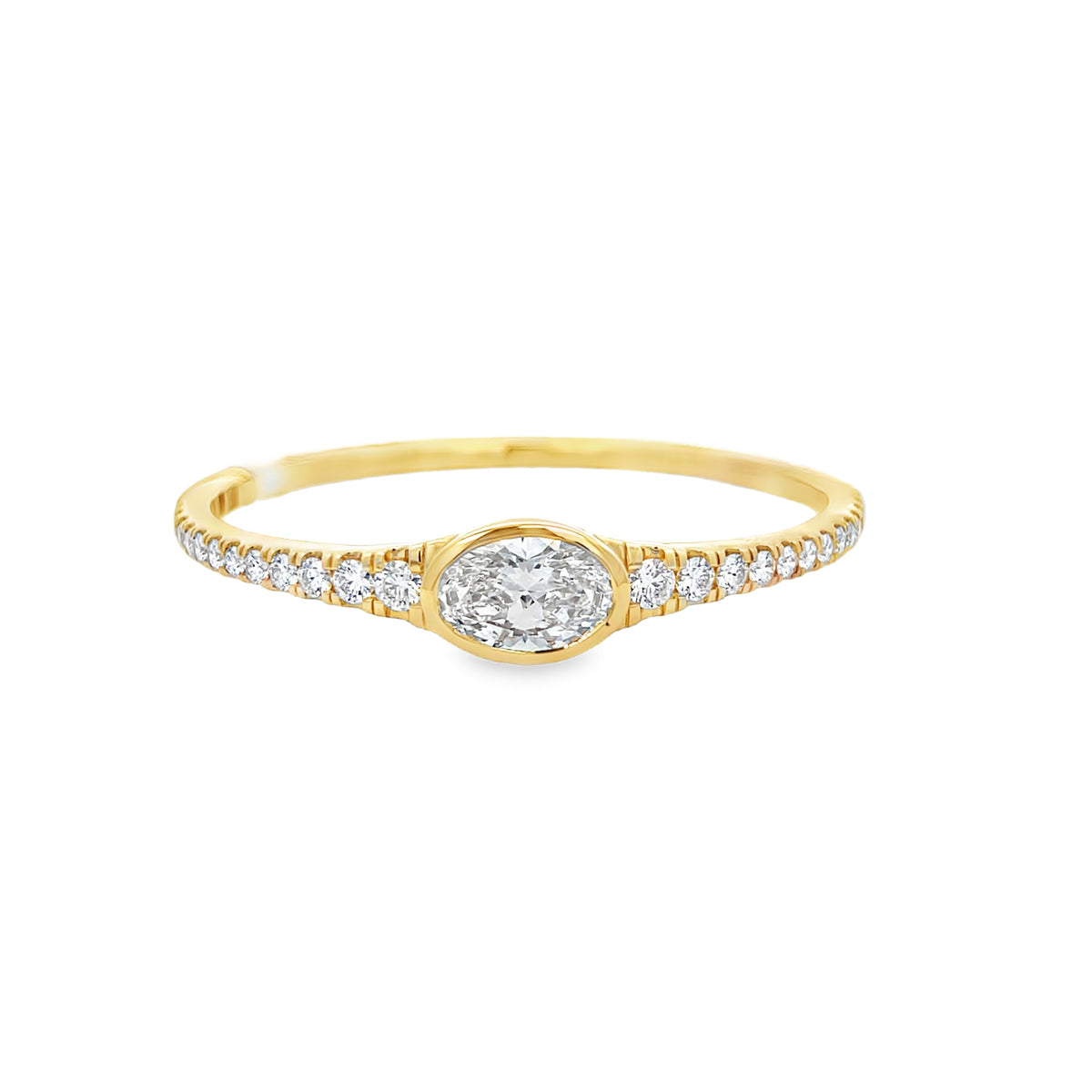14Kt Oval & Round Diamond Bangle Bracelet