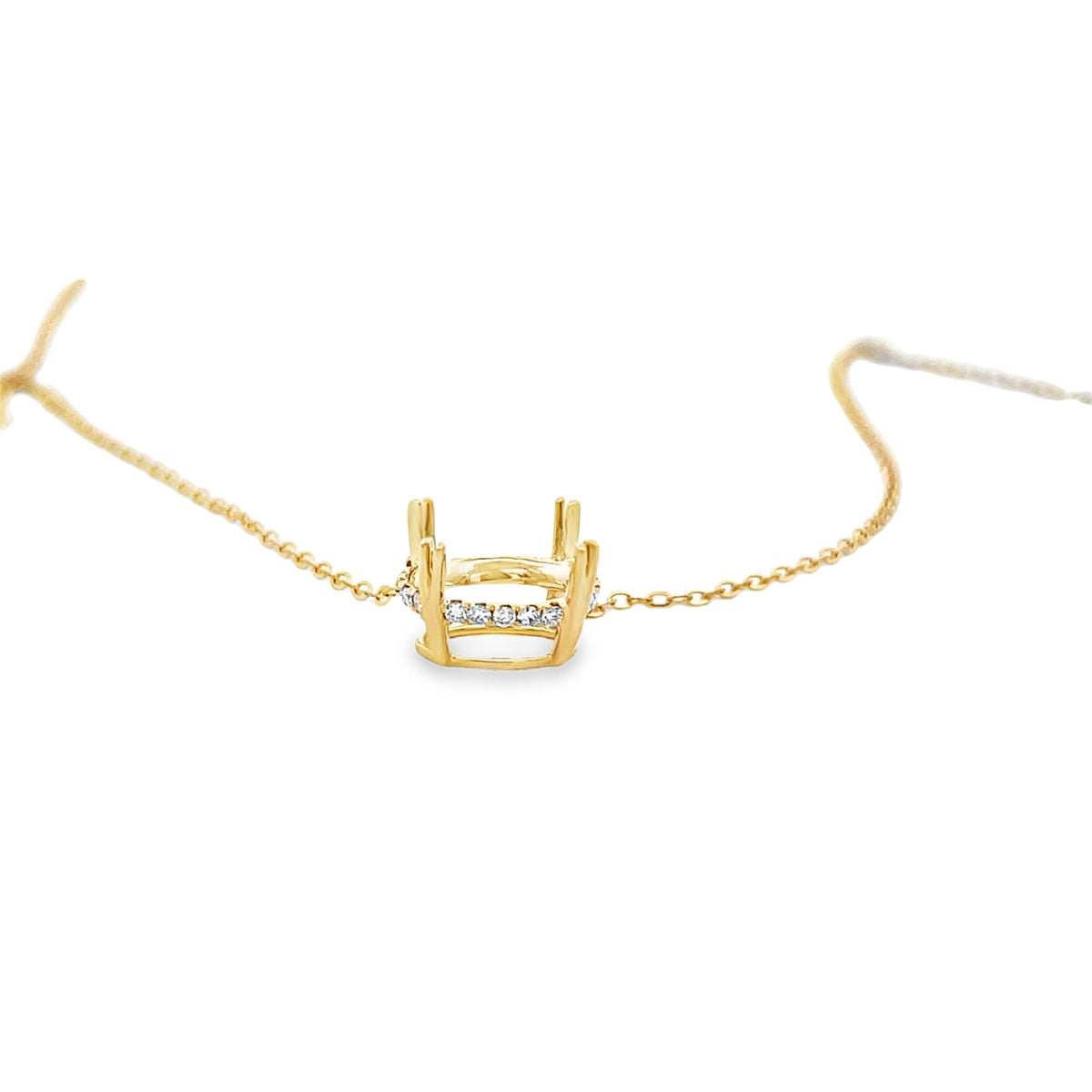 14Kt Hidden Halo Remount Oval Necklace Necklace