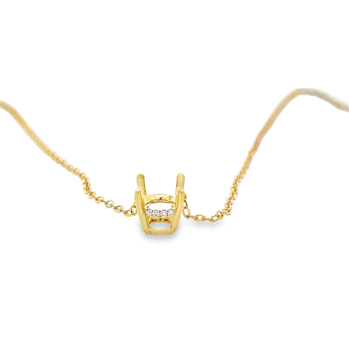 18Kt Hidden Halo Remount Oval Necklace