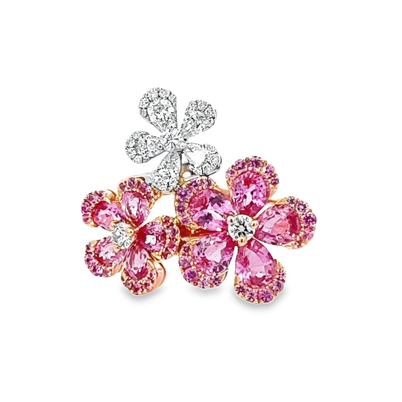 Pink Sapphire and Diamond Flower Fashion Ring