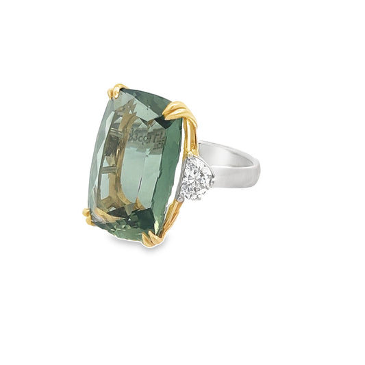 3 Stone Green Amethyst Ring