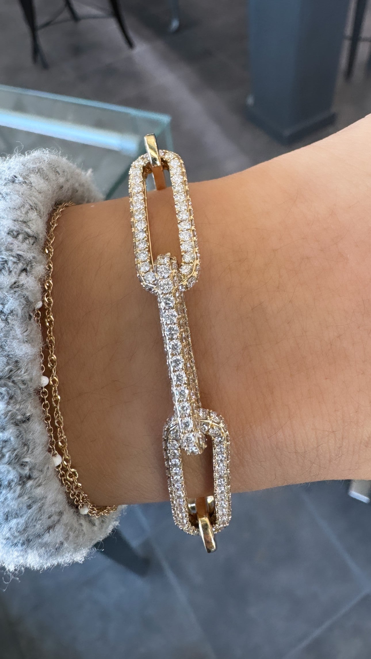 3 Diamond Paperclip Bracelet