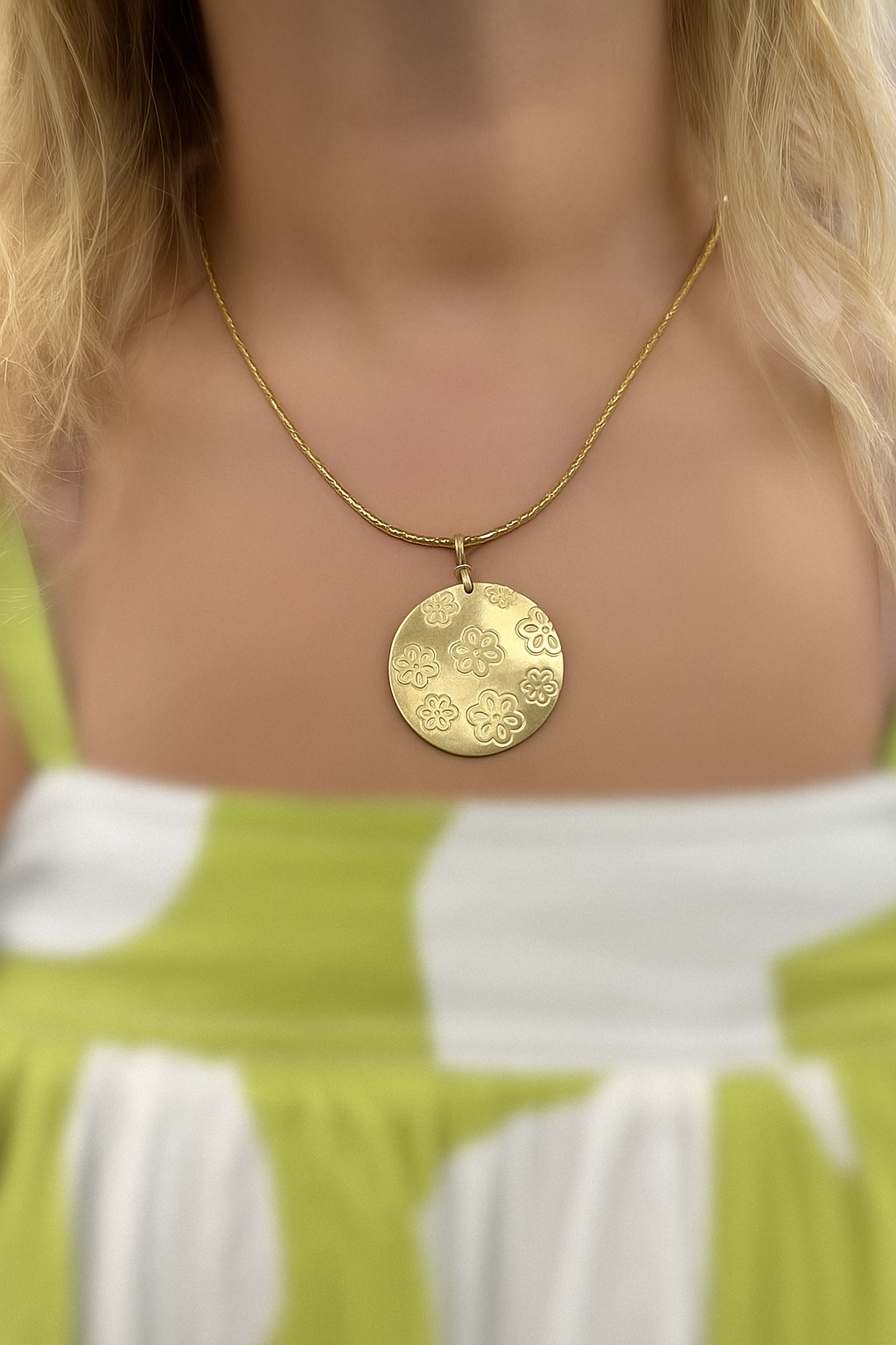 Yellow Gold Floral Charm Pendant