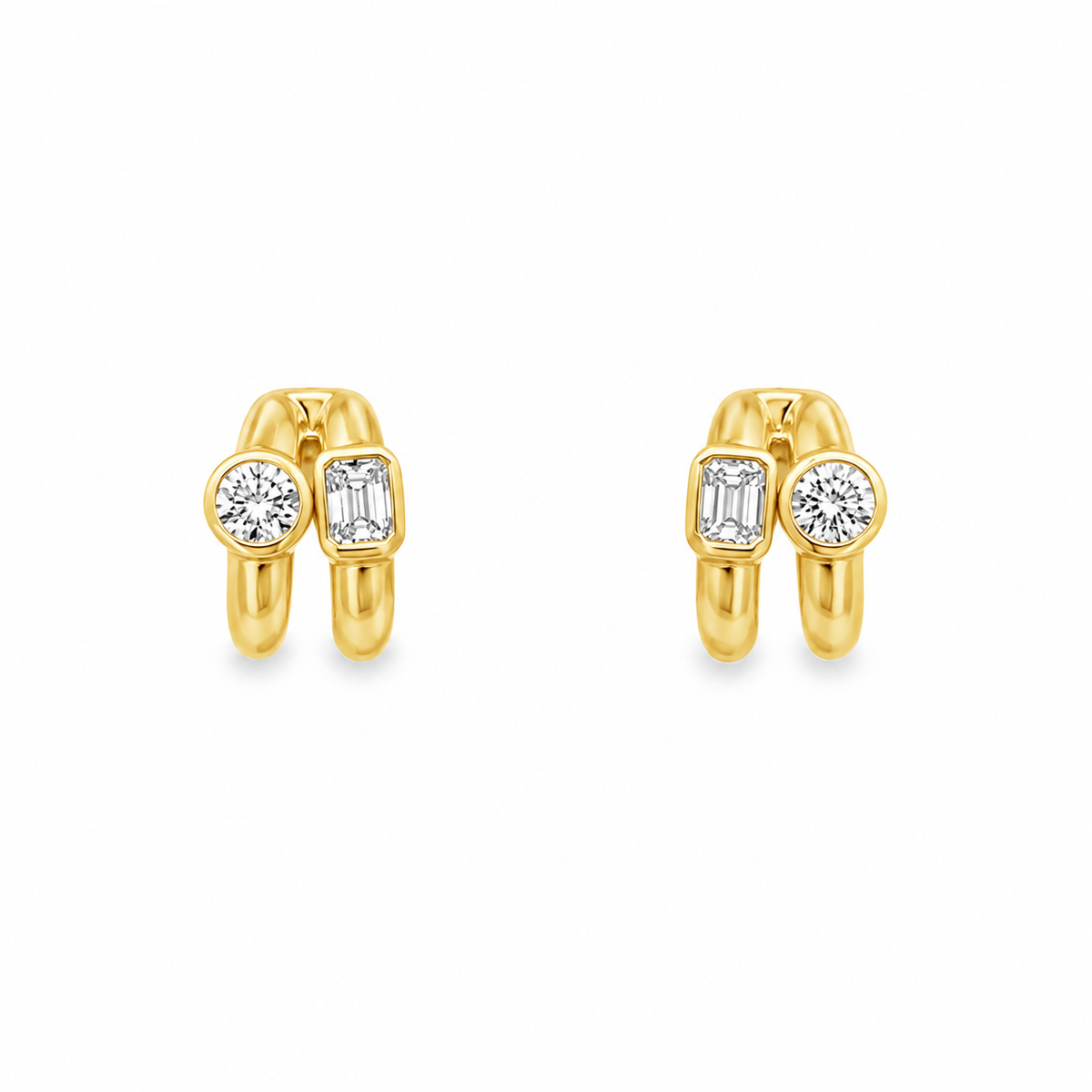 14Kt Diamond Split Huggy Earrings
