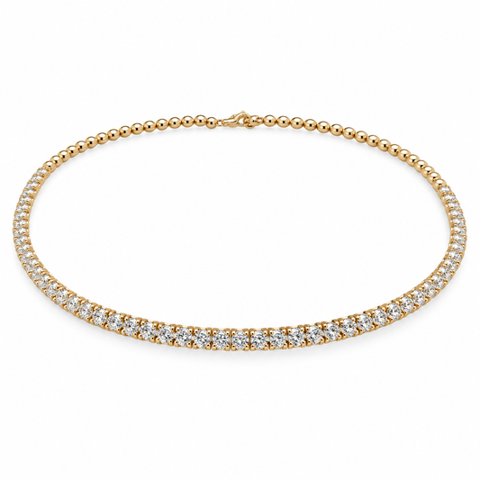 14Kt Caviar Bead Diamond Choker Necklace
