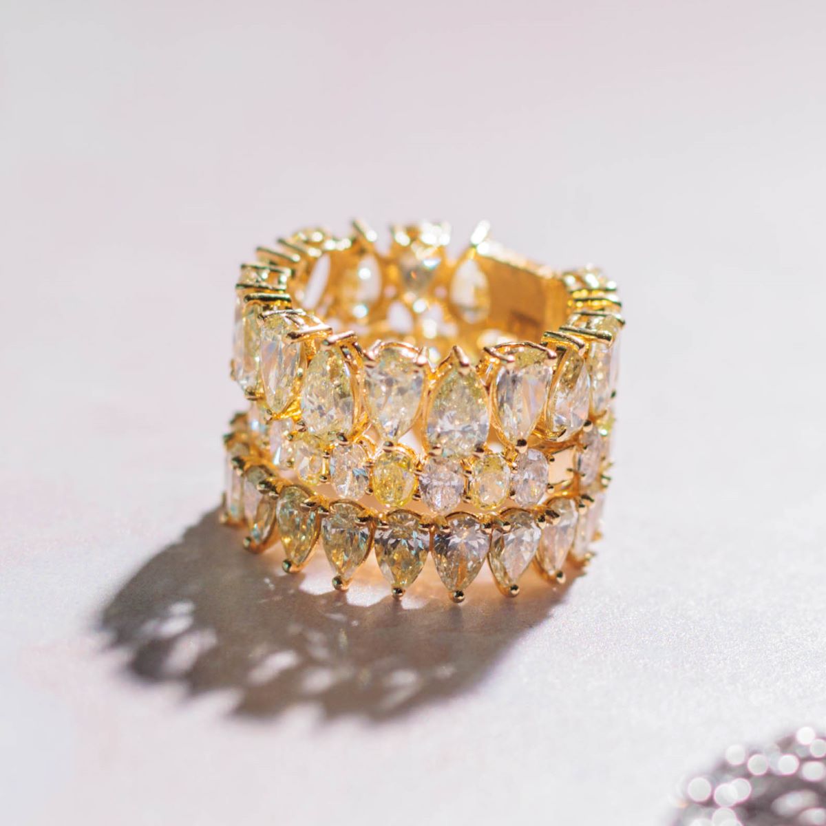 Pear Yellow Diamond Fashion Ring