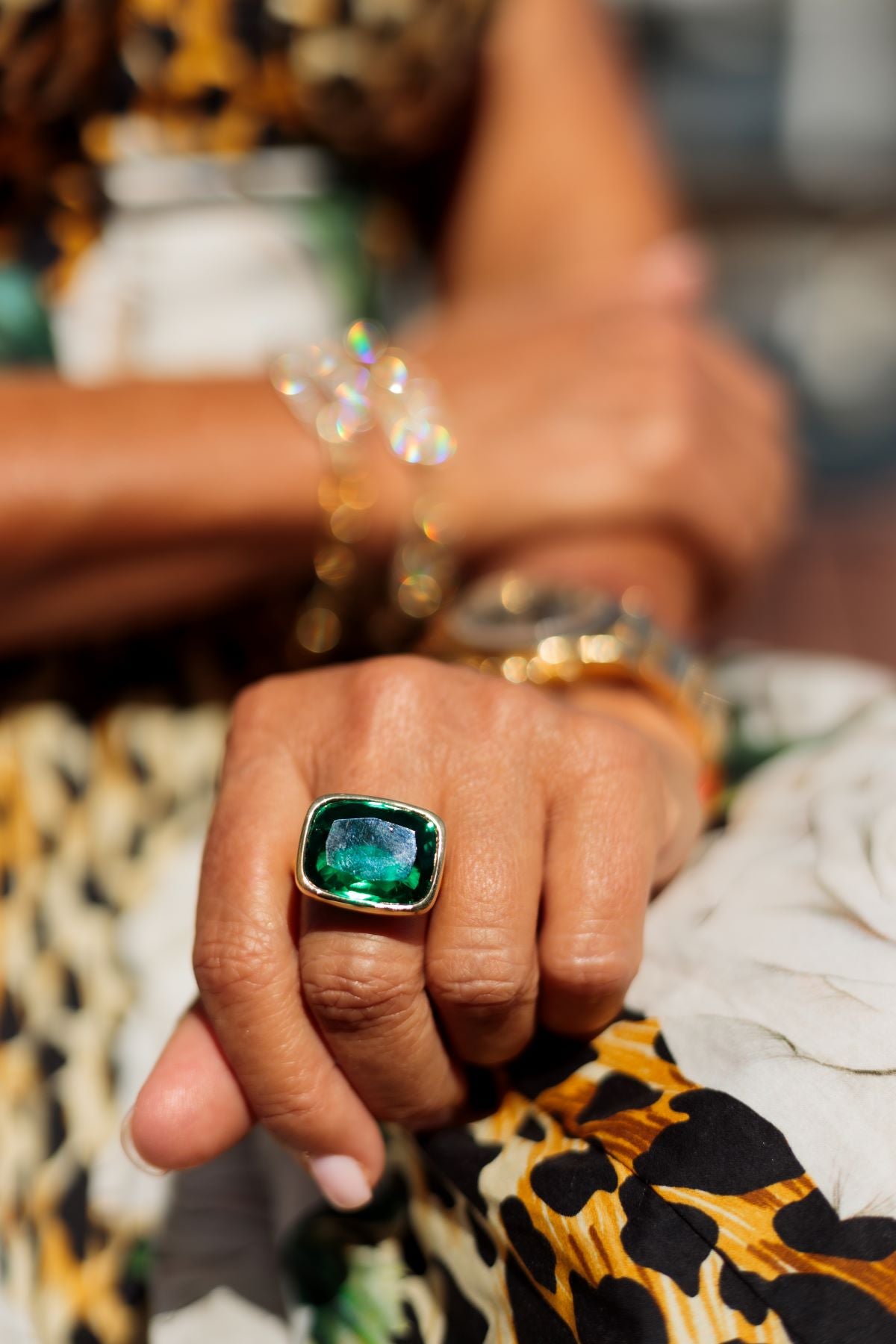 Bezeled Emerald Fashion Ring