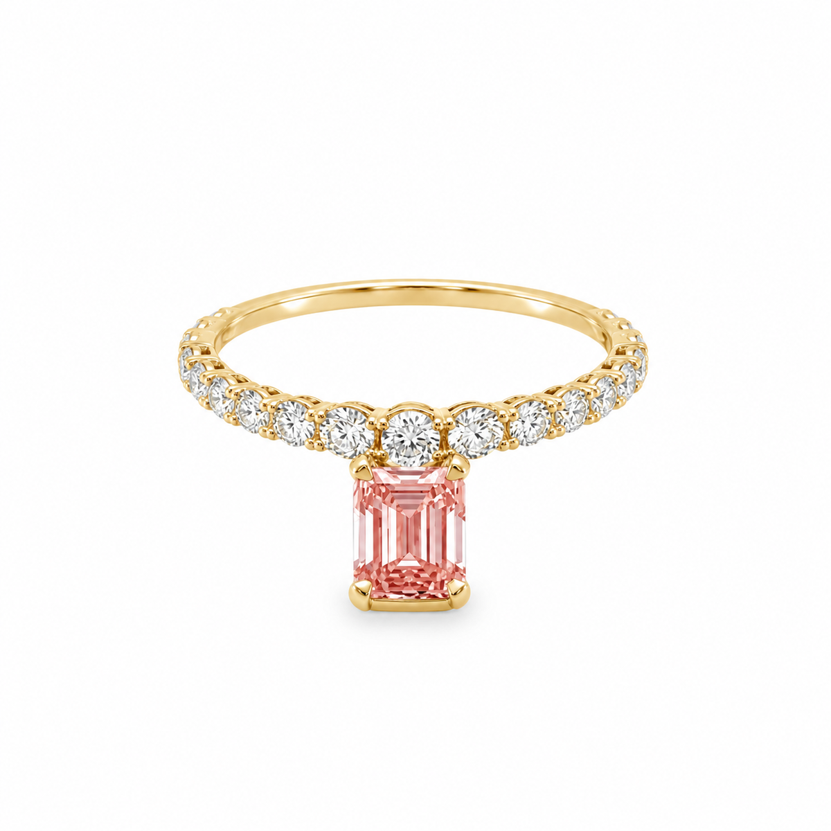 14Kt Pink Emerald Diamond Fashion Ring