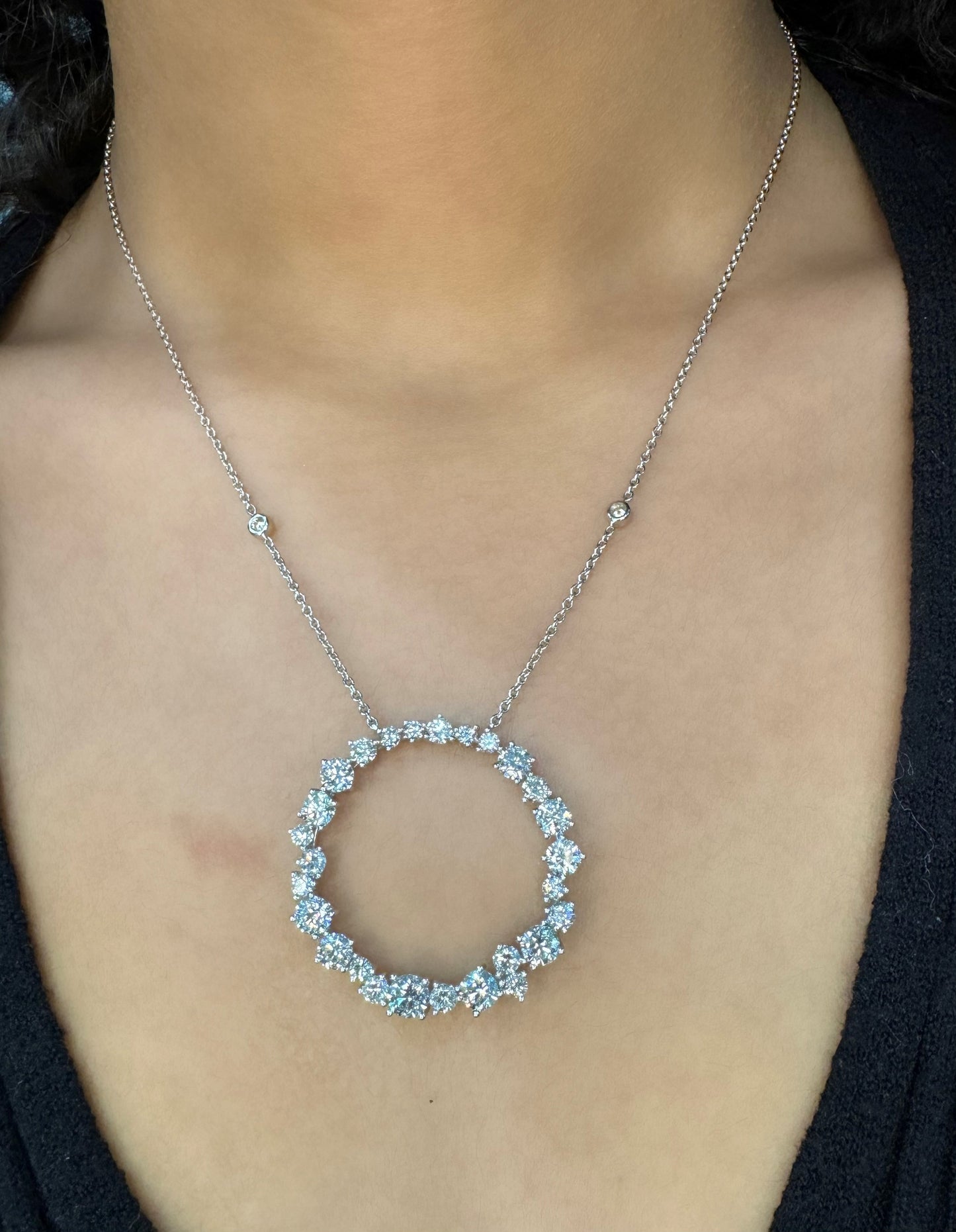 Open Disc Diamond Necklace