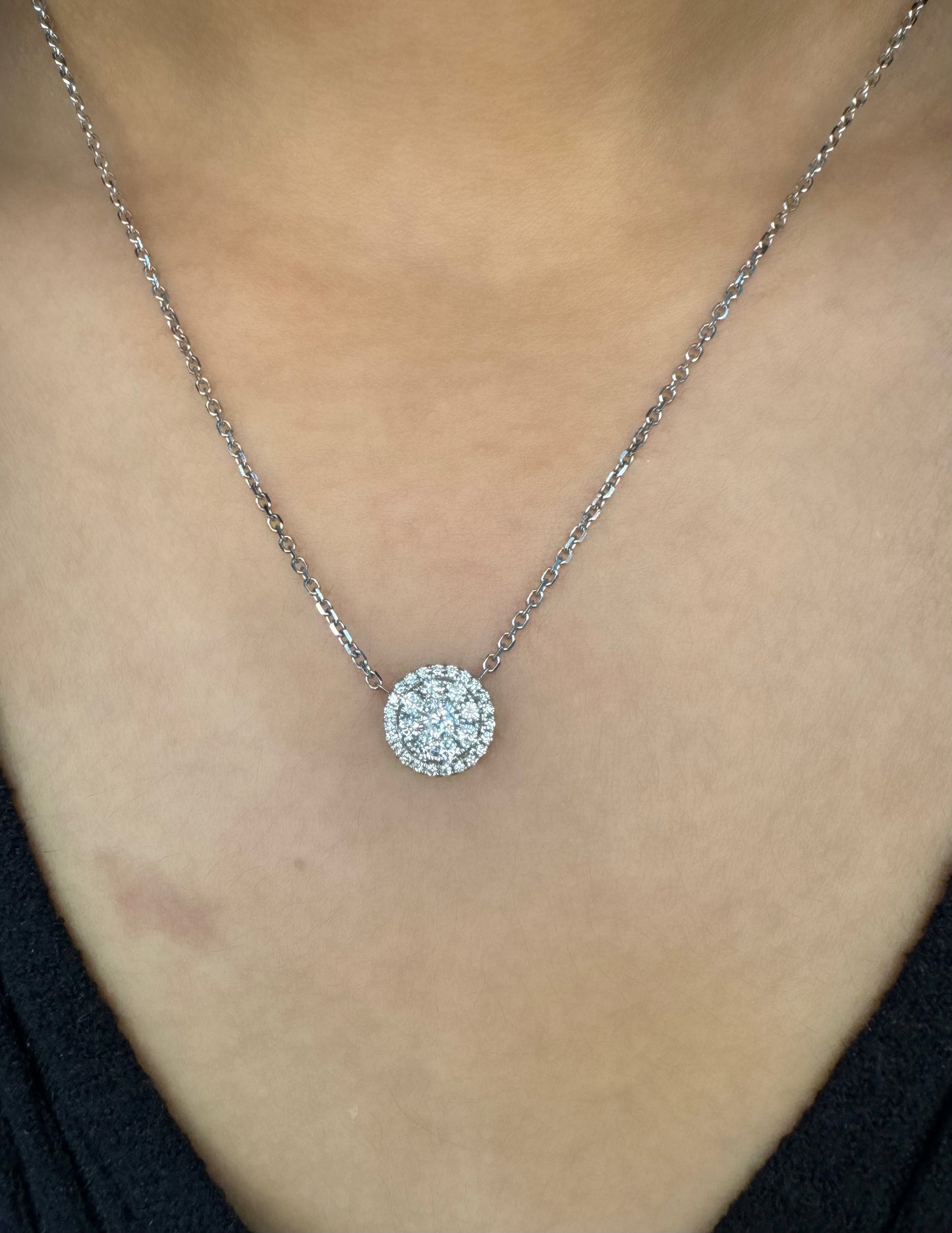 Double Halo Cluster Necklace