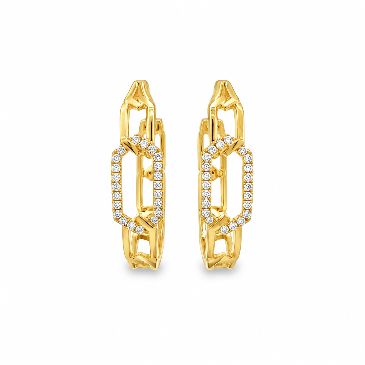 18Kt Diamond Link Hoop Earrings