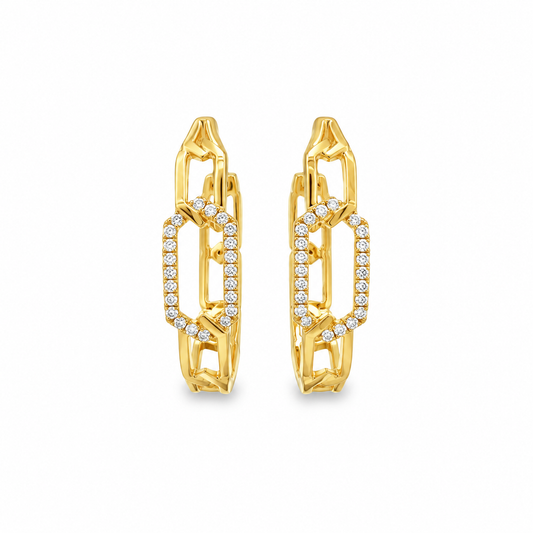 18Kt Diamond Link Hoop Earrings