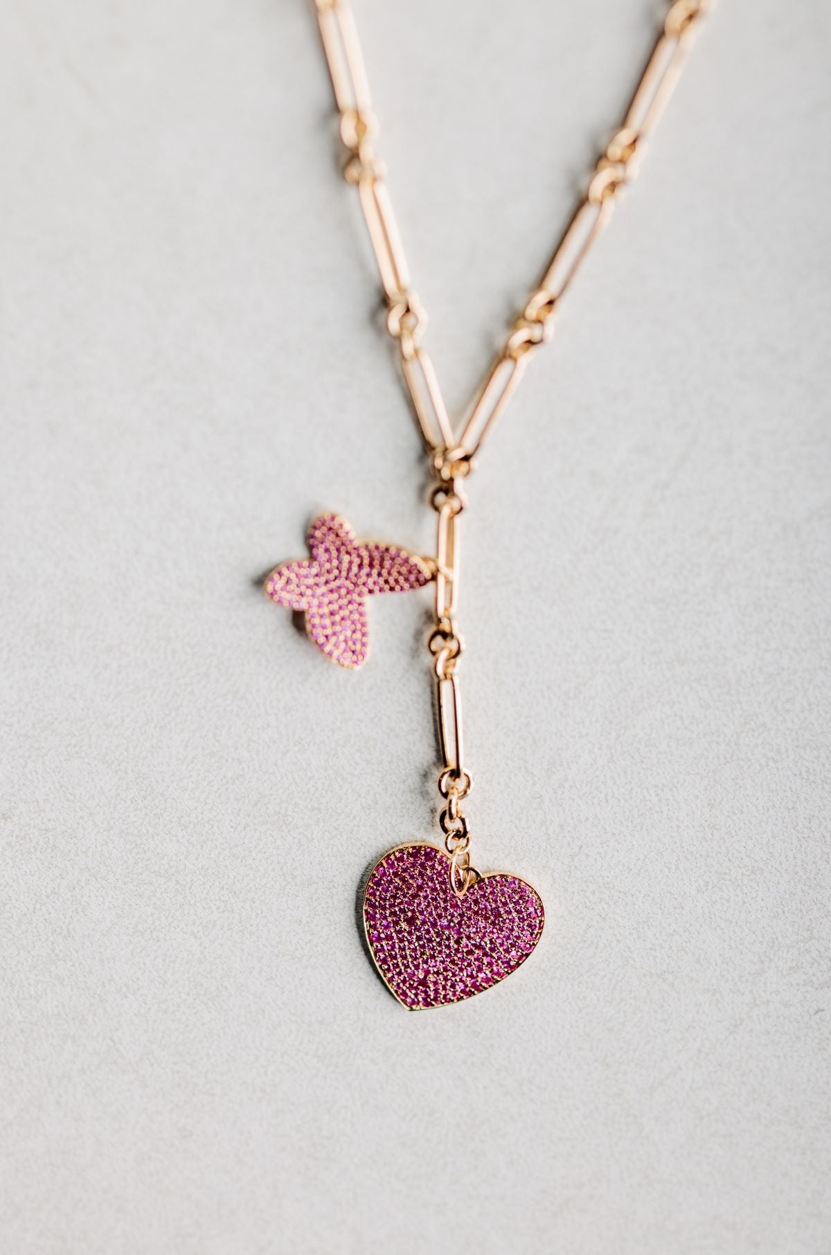 Heart and Butterfly Charm Necklace
