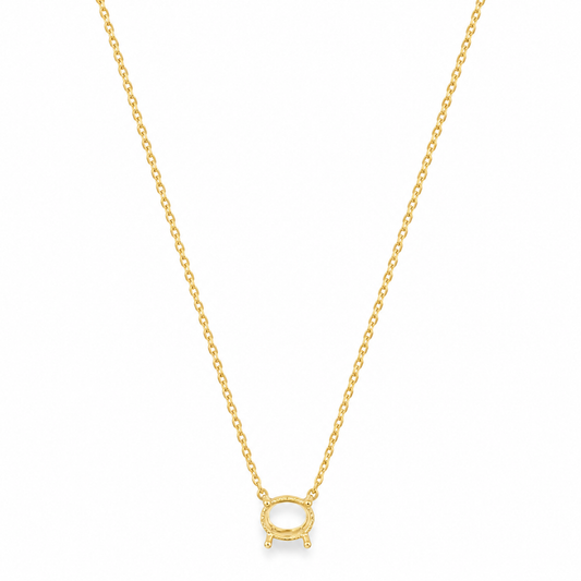 14Kt Hidden Halo Remount Oval Necklace Necklace