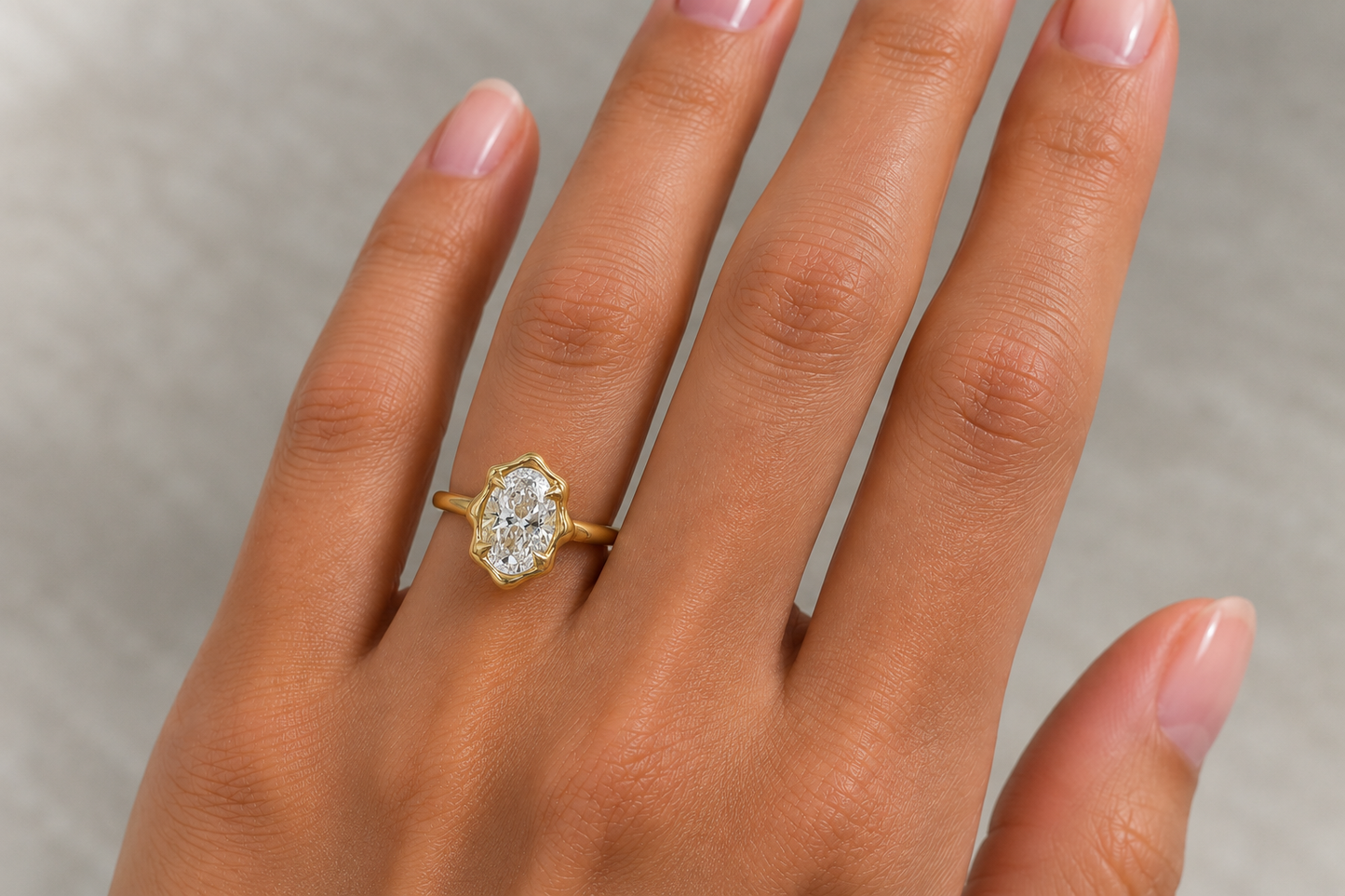 14Kt YG Oval Diamond Engagement Ring