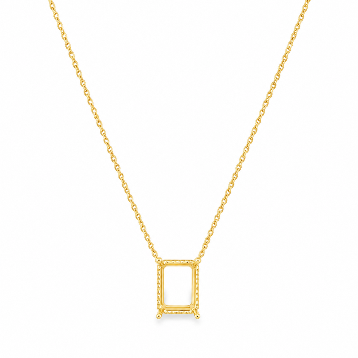 14Kt Hidden Halo Remount Rectangular Necklace