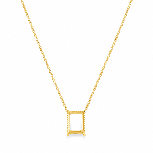 14Kt Hidden Halo Remount Rectangular Necklace