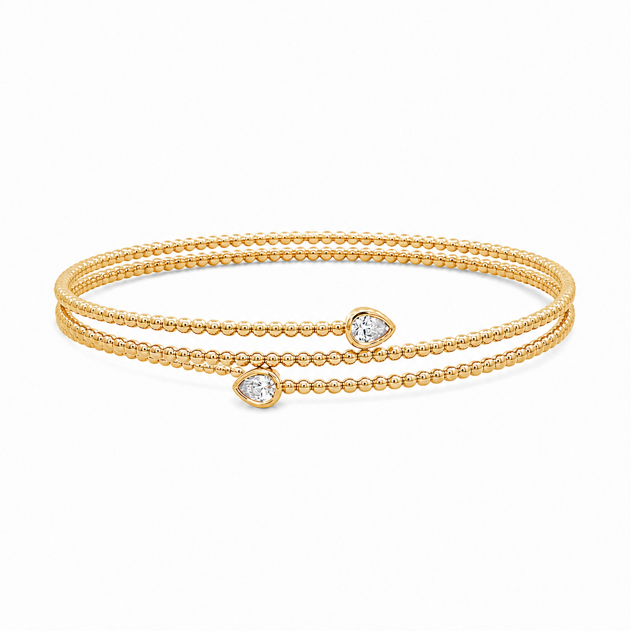 14Kt Bead Wrap Pear Diamond Bracelet
