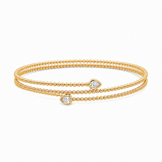 14Kt Bead Wrap Pear Diamond Bracelet