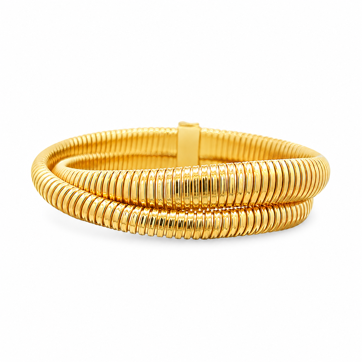 14Kt Ribbed Double Bracelet