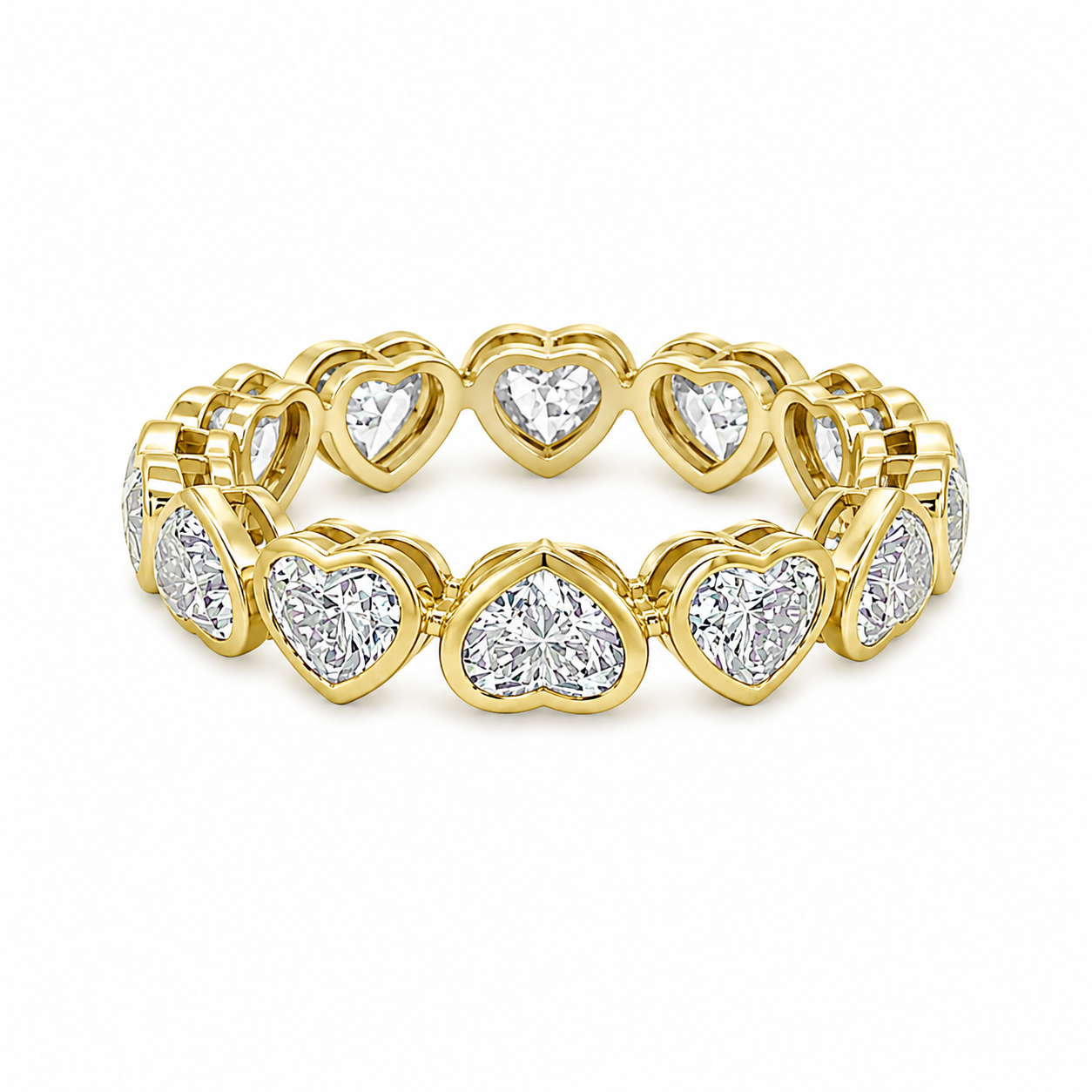 14Kt YG Lab Heart Shape Diamond Bezeled Band
