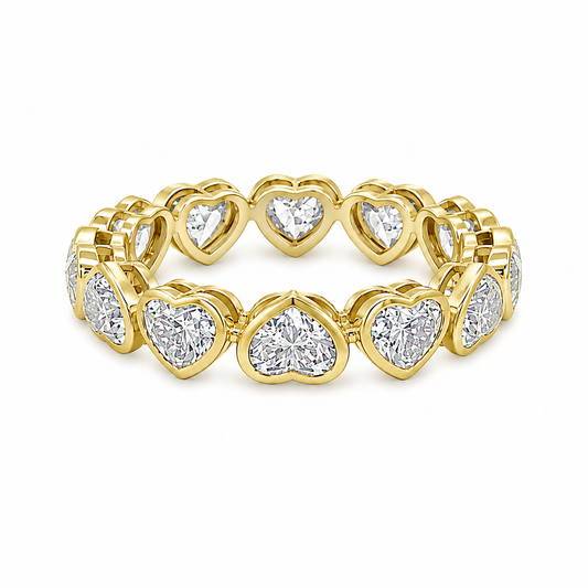 14Kt YG Lab Heart Shape Diamond Bezeled Band