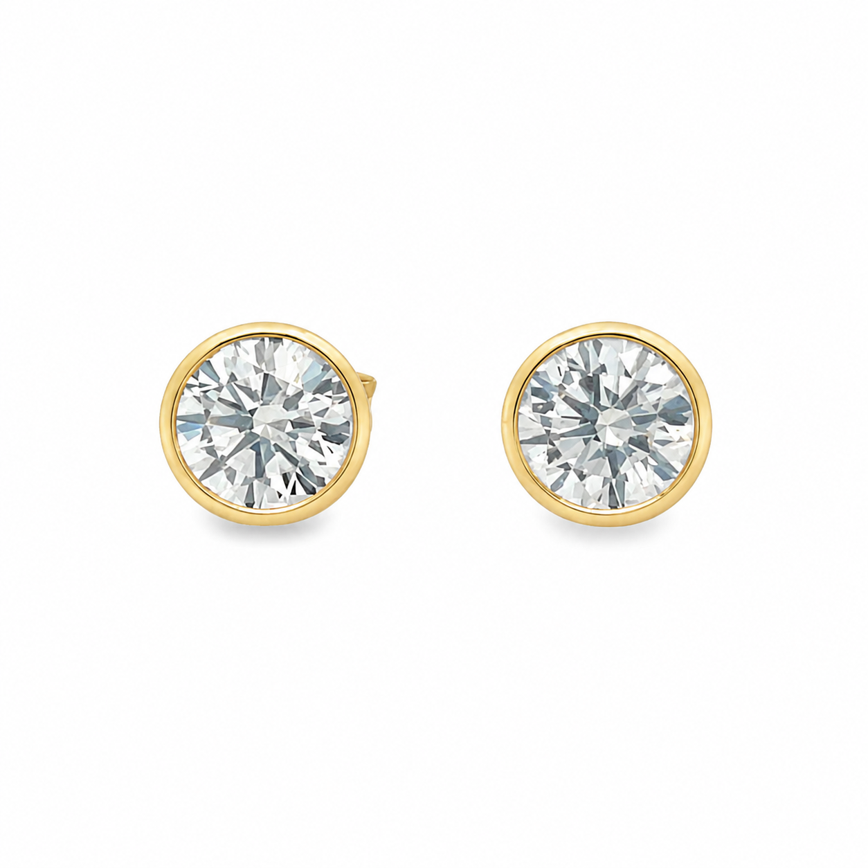 14Kt YG Diamond Bezeled Stud Earrings
