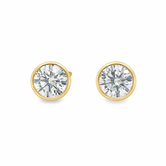 14Kt YG Diamond Bezeled Stud Earrings
