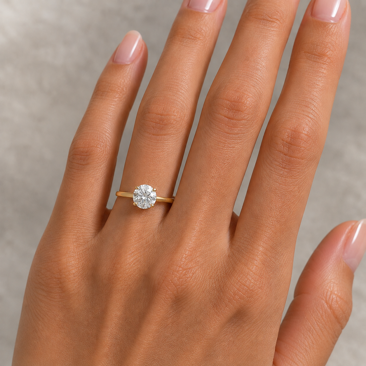 14Kt YG Round Diamond Hidden Halo Engagement Ring