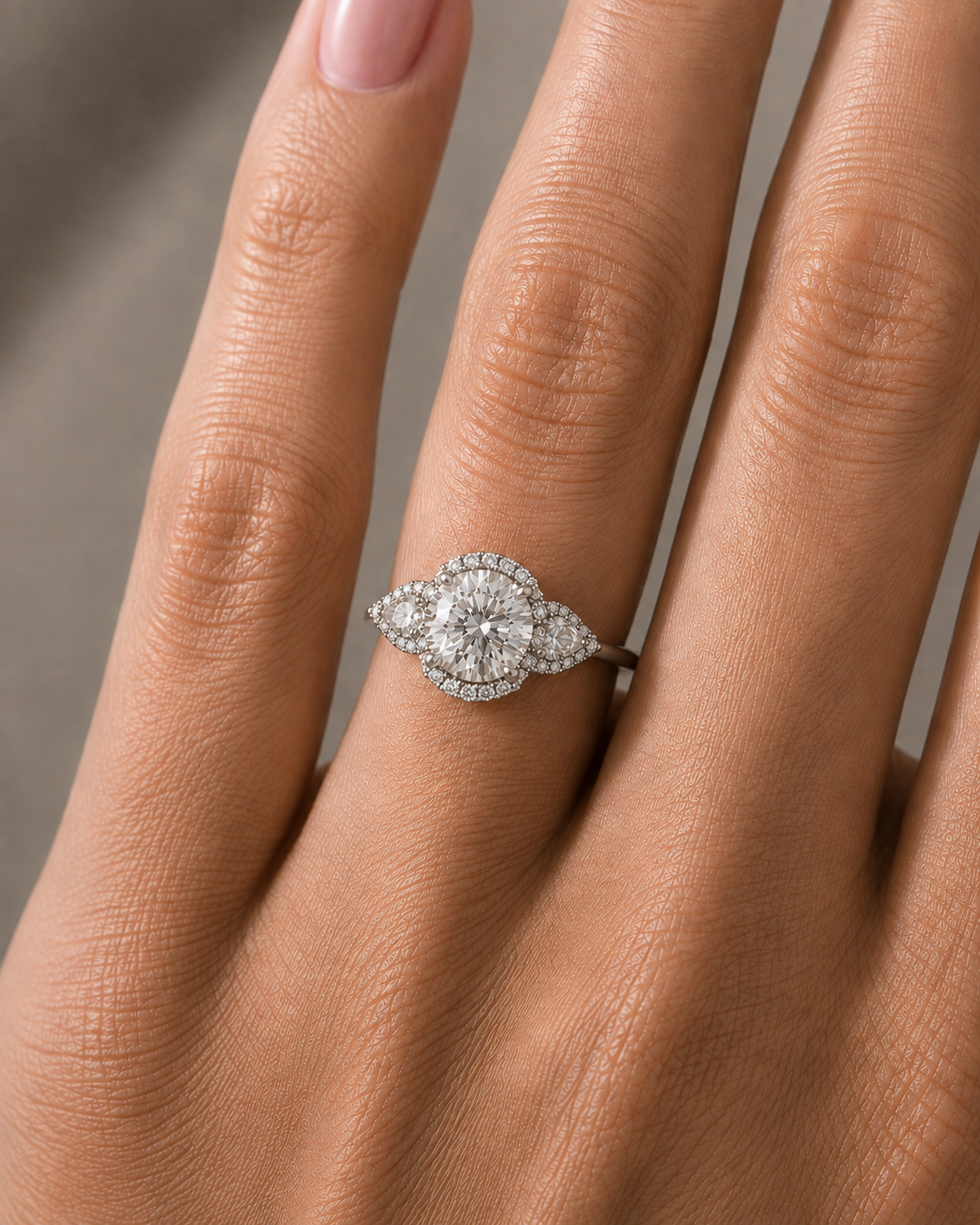 14Kt WG Round Halo Diamond Ring