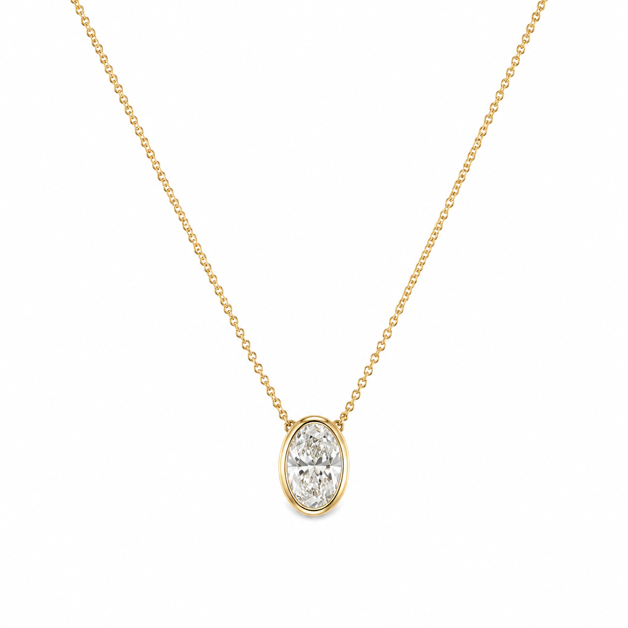 14Kt YG Oval Diamond Necklace