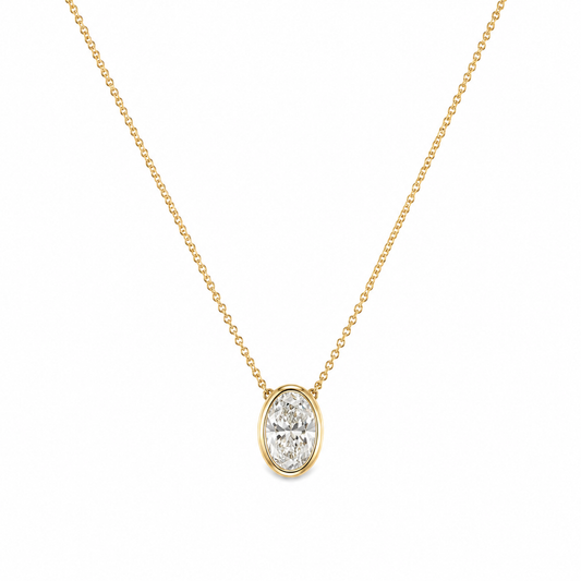 14Kt YG Oval Diamond Necklace