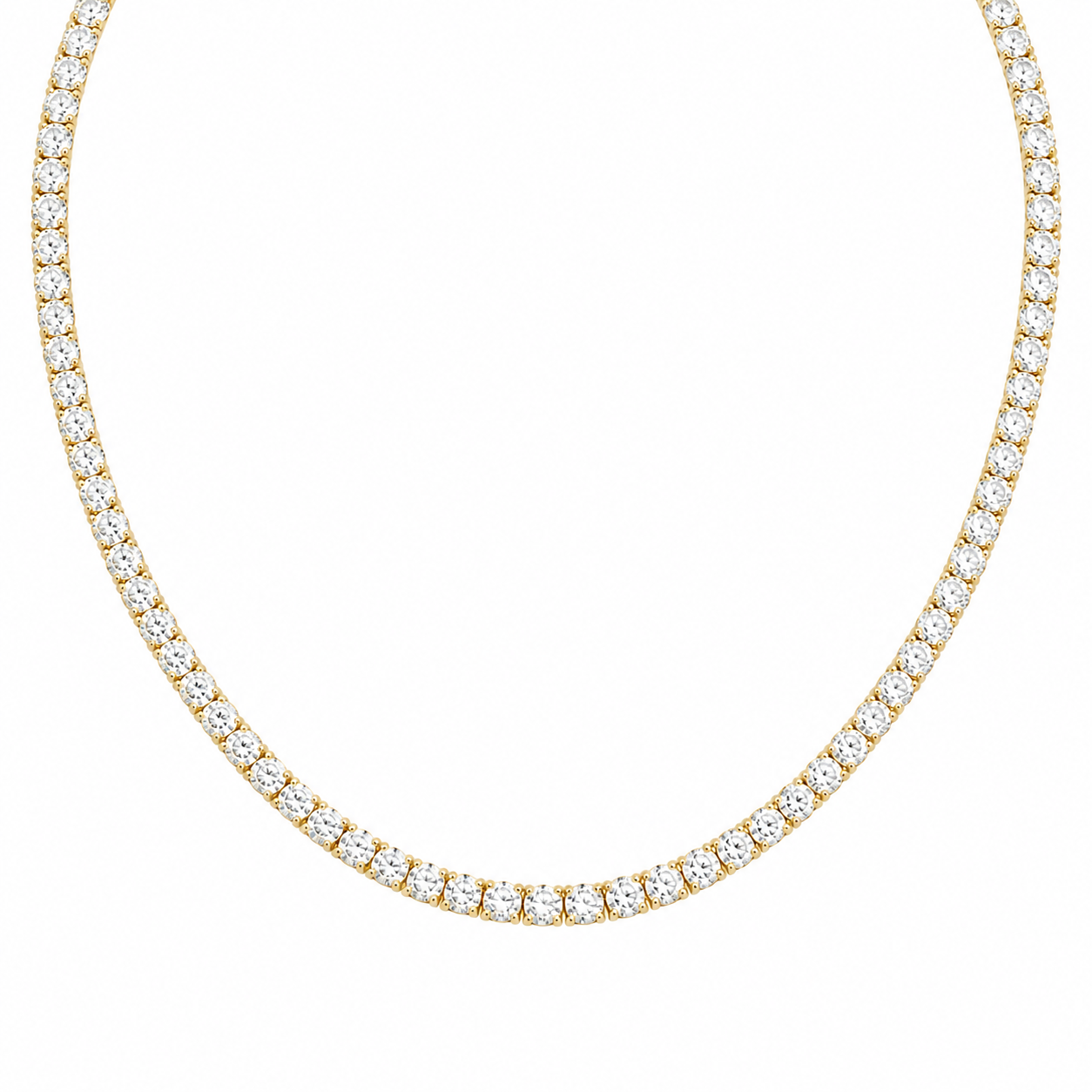 14Kt YG 4 Prong Tennis Necklace