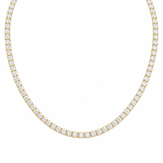 14Kt YG 4 Prong Tennis Necklace