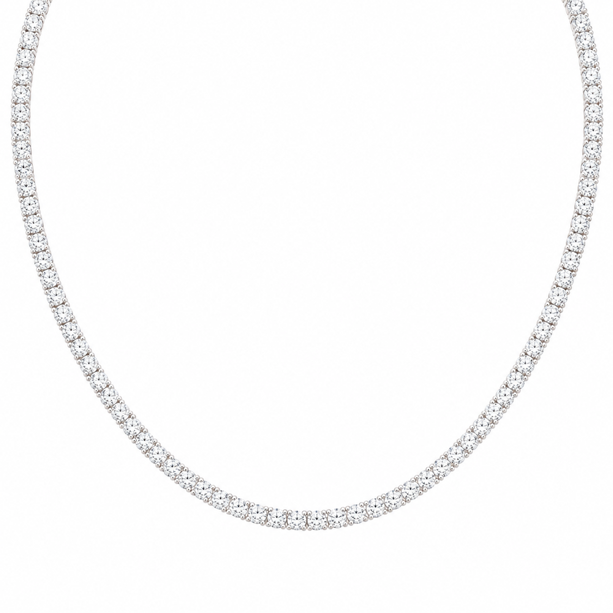 14Kt WG 4 Prong Tennis Necklace