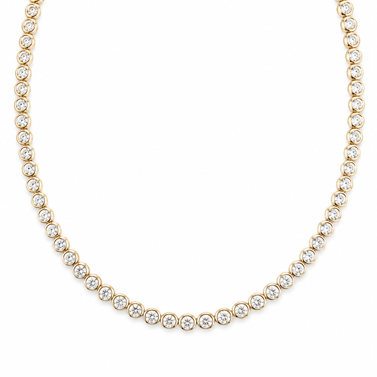 14Kt YG Bezel Set Diamond Tennis Necklace