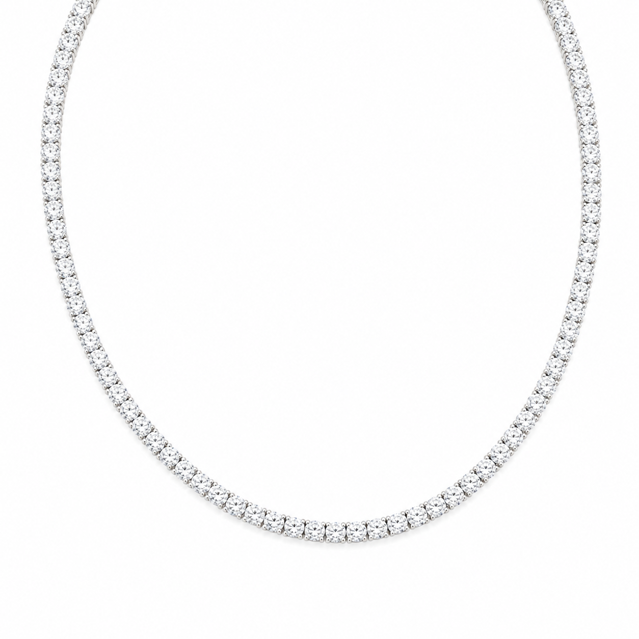 14Kt WG 4 Prong Tennis Necklace Length 15"