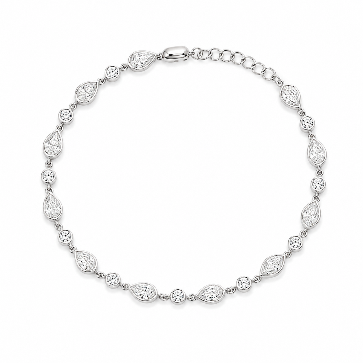 14Kt WG Bezeled Pear Diamond Bracelet