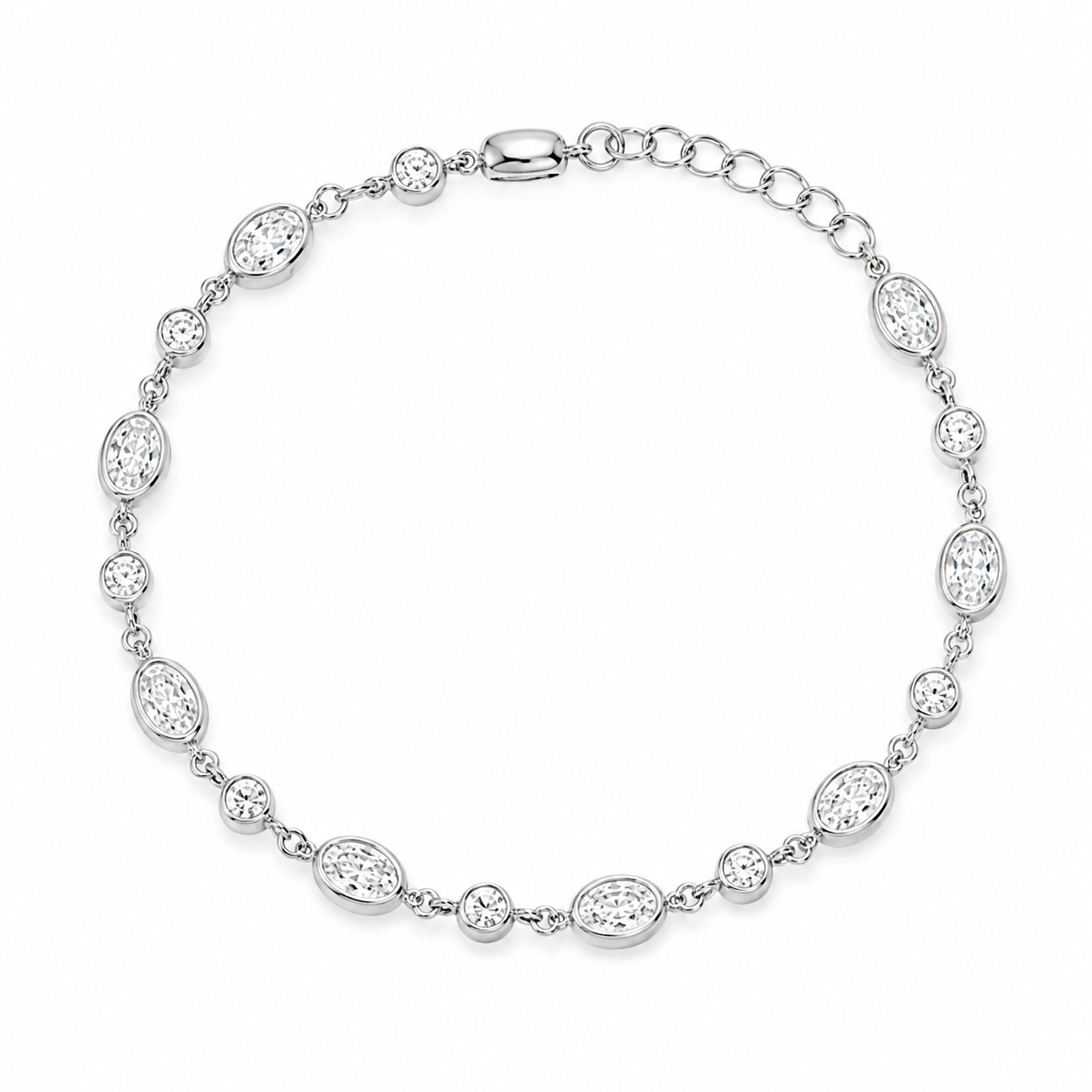 14Kt WG Oval Bezeled Diamond Bracelet